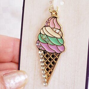 Gold Ice Cream Cone Pendant - NWT